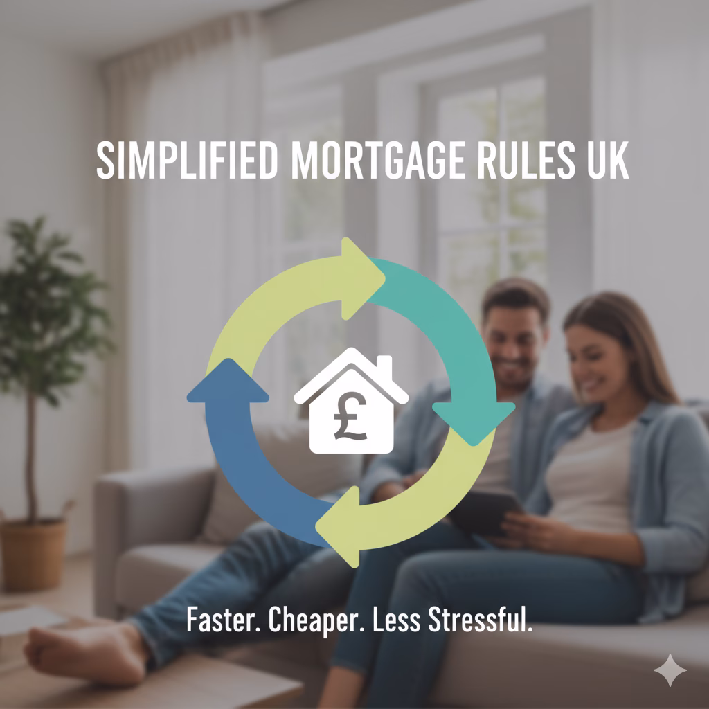 UK homeowner reviewing mortgage options online under new simplified mortgage rules
